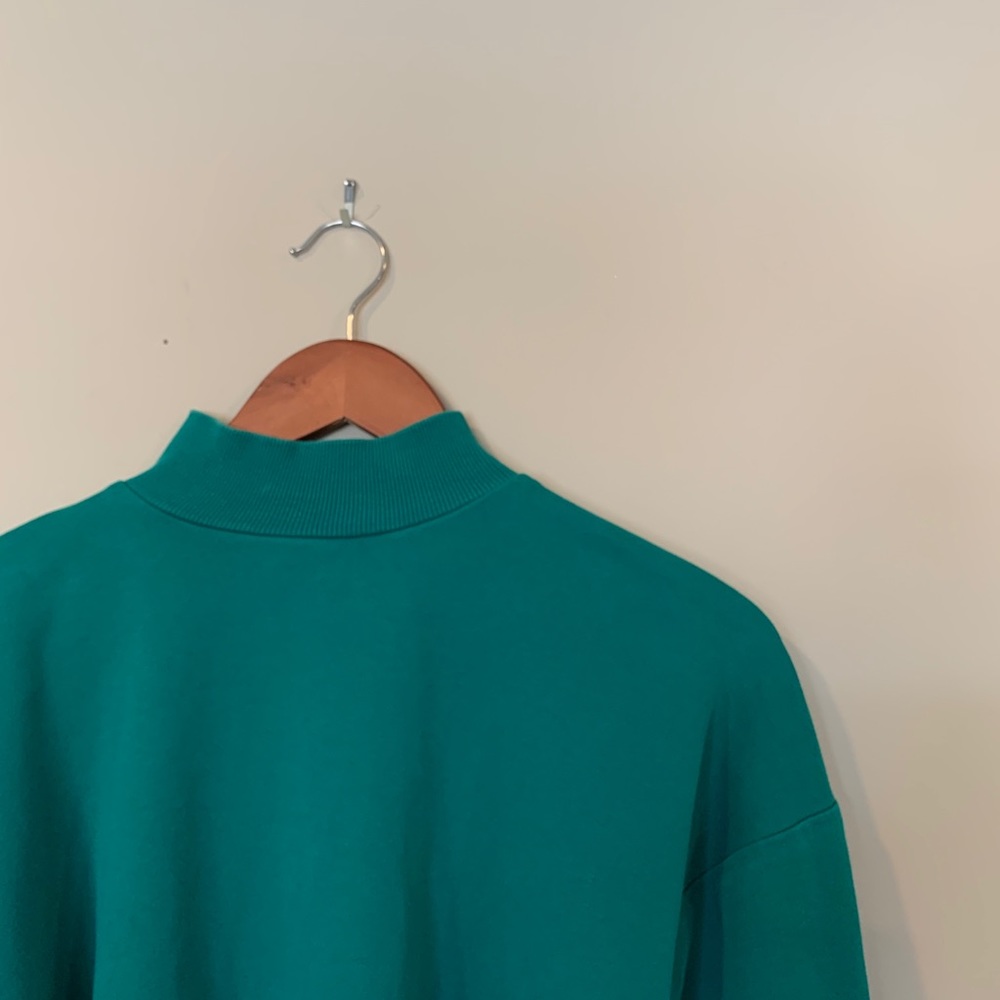 VTG Teal 100% Cotton Cropped Turtleneck